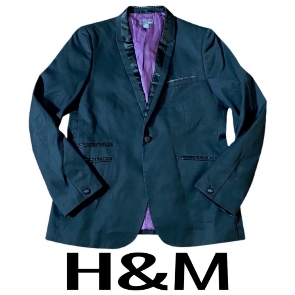 H&M Men’s 40R Black Blazer Regular Fit Suit Jacket